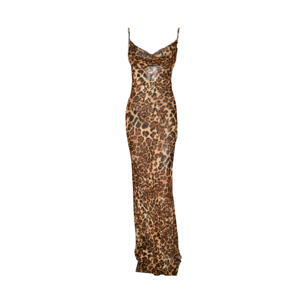 Leopard sheer sale maxi dress