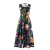 Square Neckline Fit and Flare Floral Midi Dress