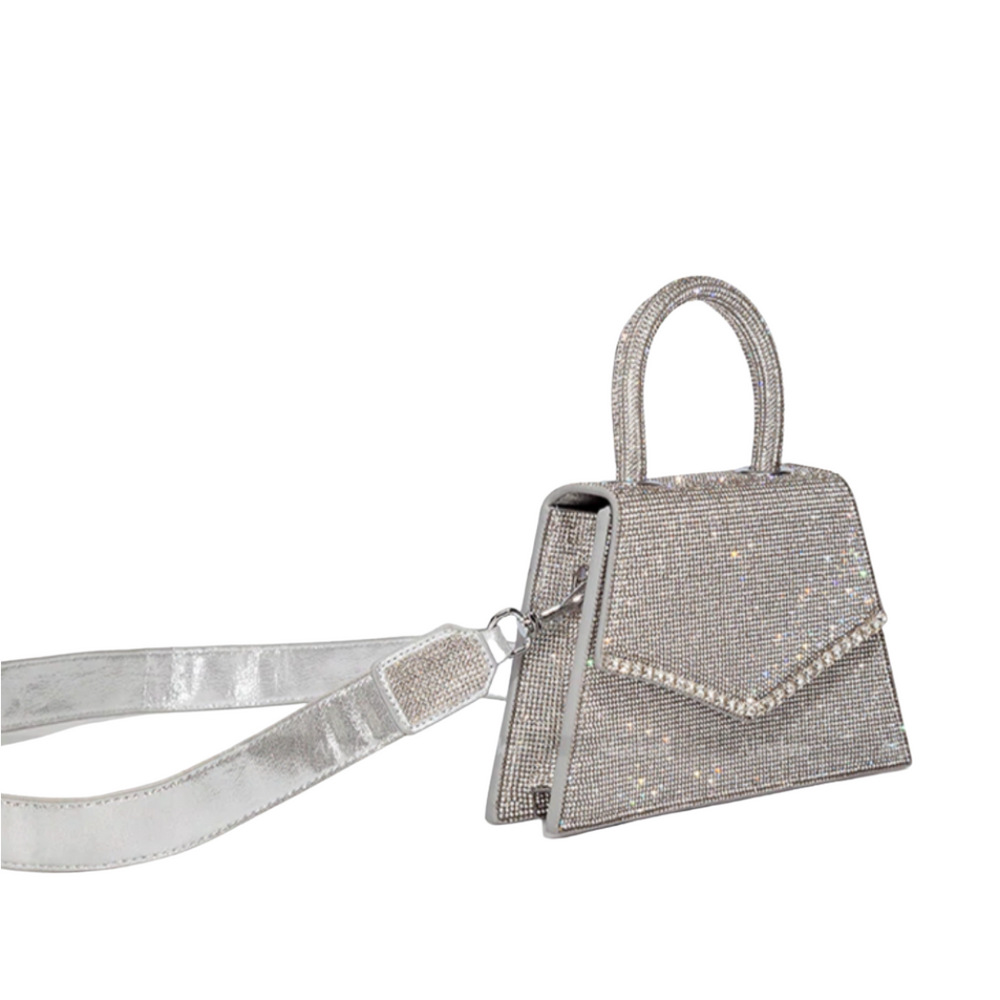 Rhinestone Top Handle Flap Bag