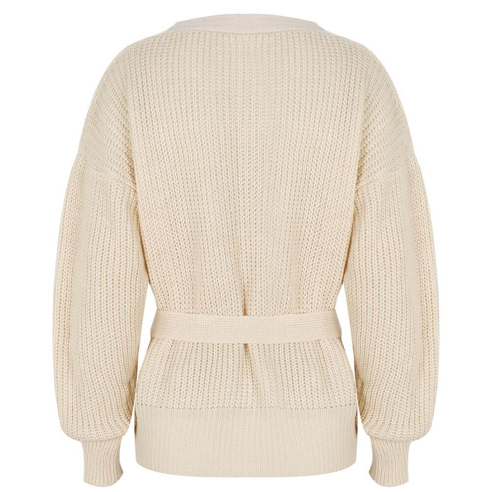 Cream Knit Wrap Sweater