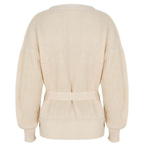 Cream Knit Wrap Sweater