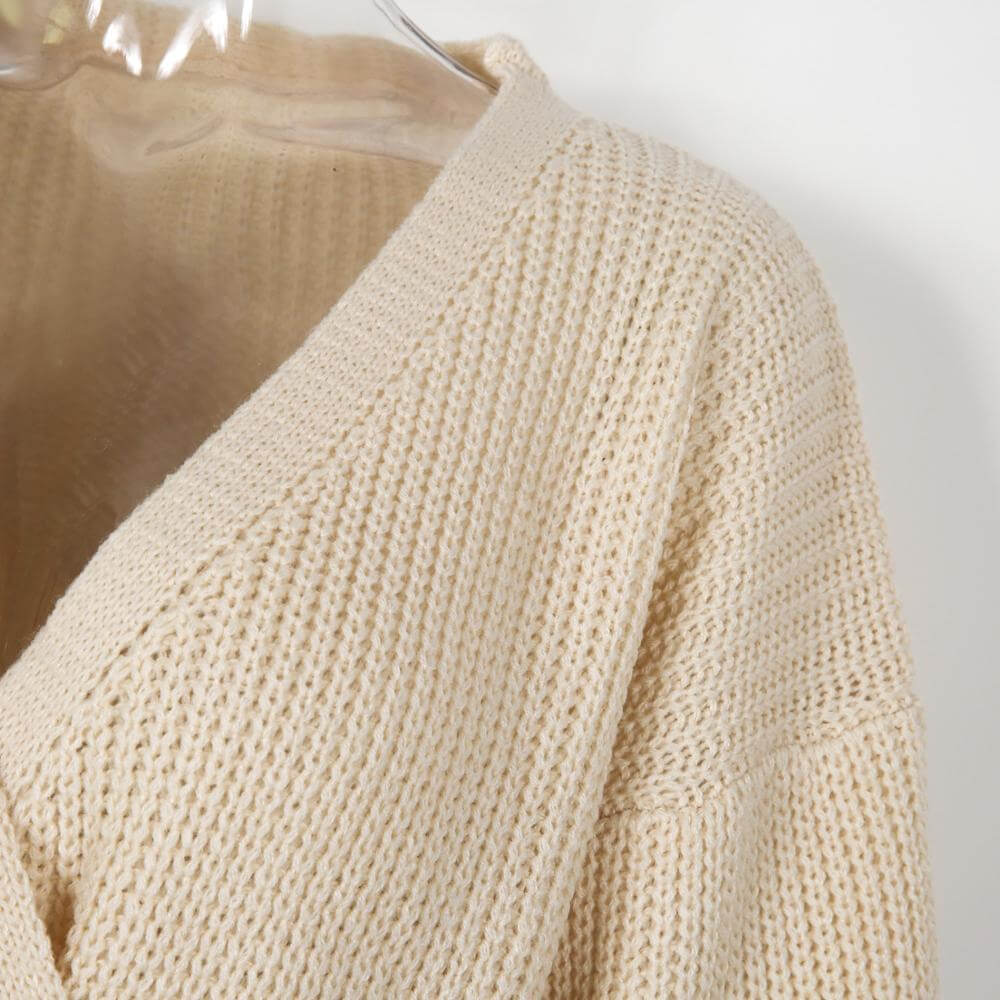
                  
                    Cream Knit Wrap Sweater
                  
                