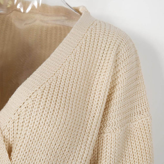 Cream Knit Wrap Sweater
