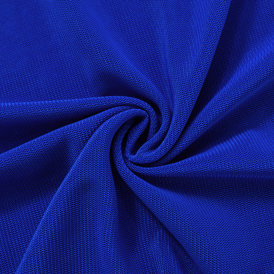 Blue Mesh Asymmetrical Ruffle Off the Shoulder Dress