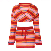  Striped Top and Mini Skirt Set