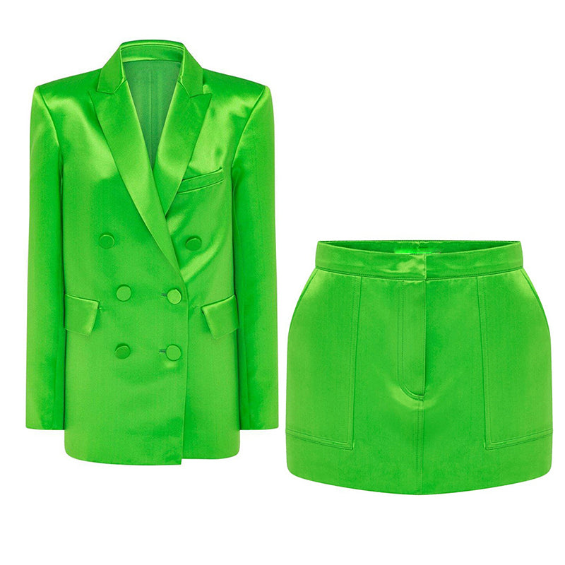 Double Breasted Blazer and Skirt Set