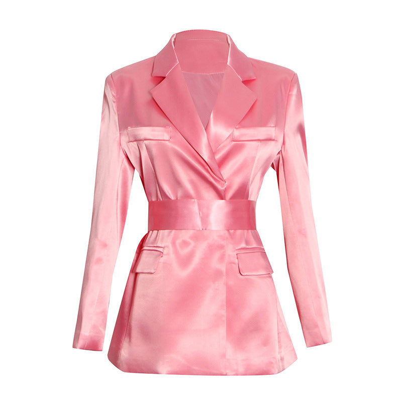 Satin Wrap Blazer