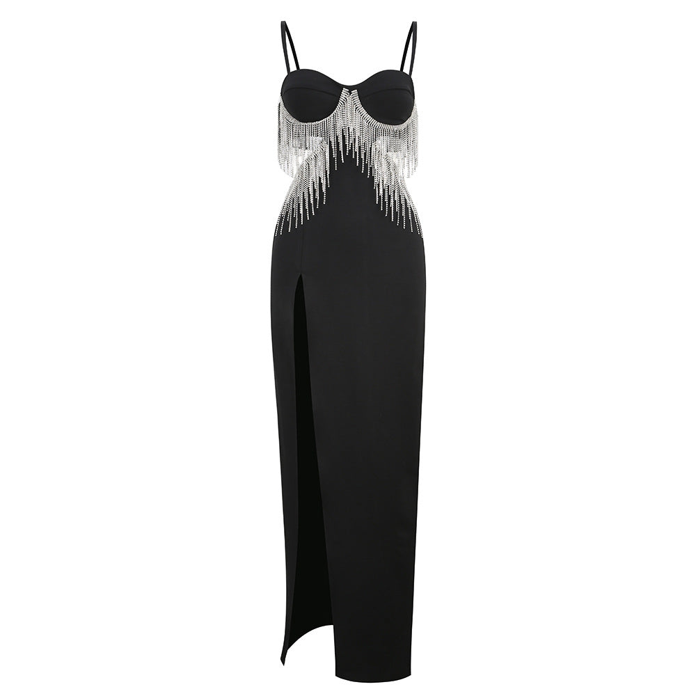 
                  
                    Diamond Tassel Spaghetti Strap Cut Out Gown
                  
                