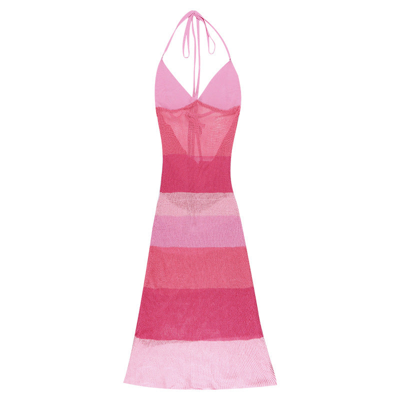 Knit See Through Halter Beach Dress