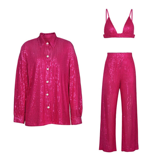 Sequin Three-Piece Pantsuit