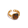 Natural Stone Gold Chain Link Band Ring