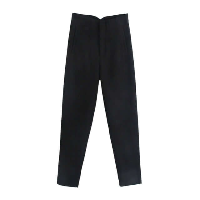 Cropped High Waist Basic Trousers