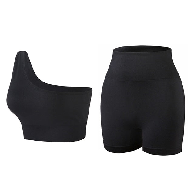 
                  
                    One Shoulder Sports Top and Spandex Set
                  
                