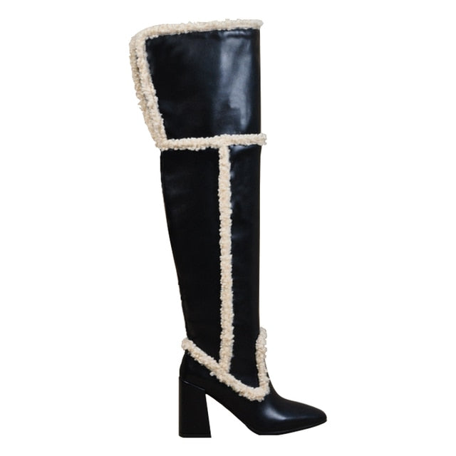 Over the Knee Shearling Trim Boots