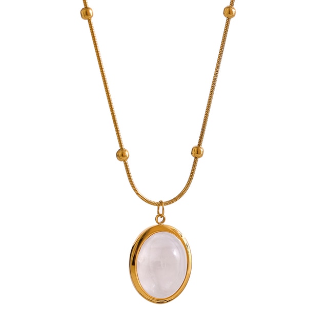 Gold Plated Stone Pendant Necklace