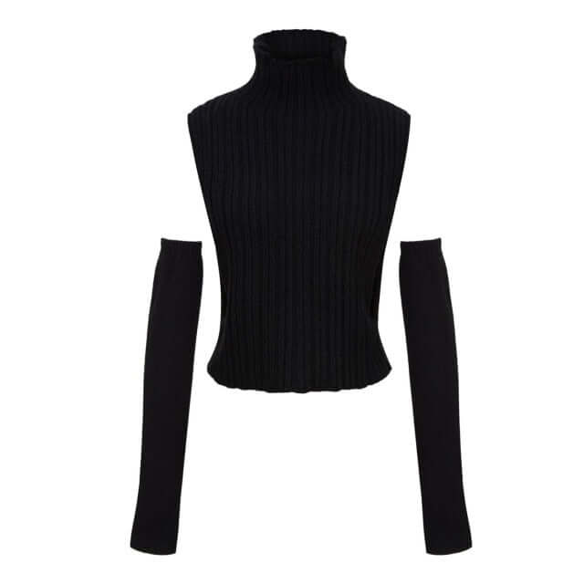 Detached Sleeve Turtleneck Sweater